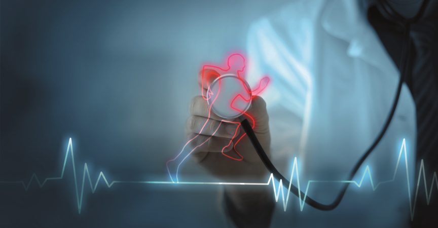 Cardio-Training erhöht die Gesundheit des Herzens, das Konzept eines gesunden Körpers und eines gesunden Geistes