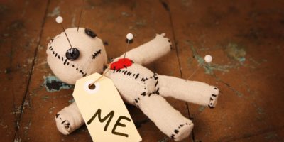 Cute handmade Voodoo Doll (made completely by me) with label marked "Me"
