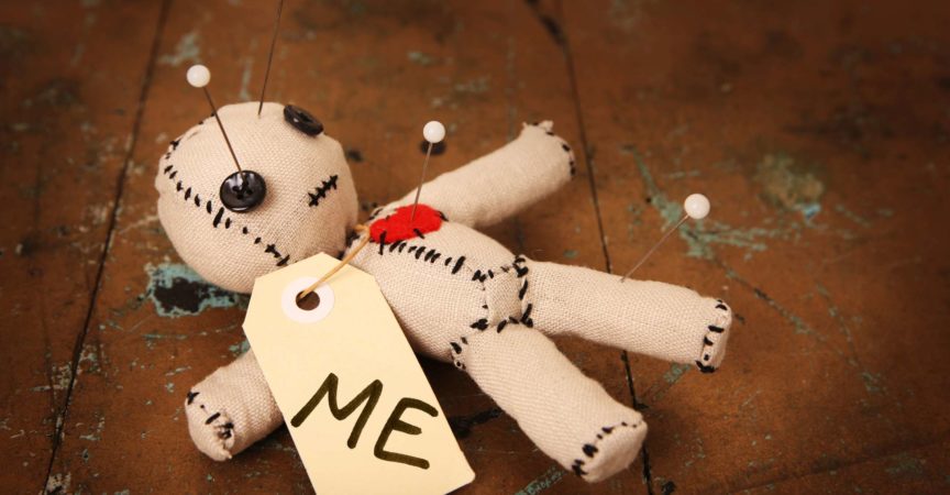 Cute handmade Voodoo Doll (made completely by me) with label marked "Me"
