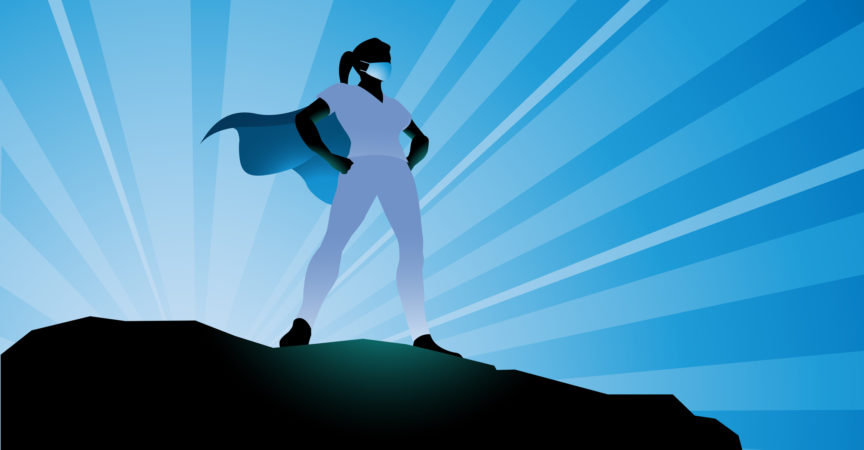 Vector Female Healthcare Worker Superheld Silhouette Stock Illustration