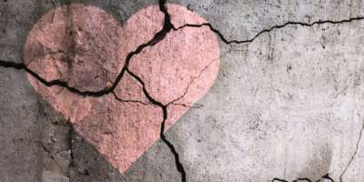 A broken heart. Drawing of a heart on a cracked wall. Broken relationships. Treason and betrayal. Past love. A quarrel.