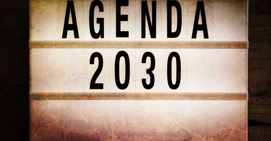 Agenda 2030 im Lightbox-Design mit dunklem Grunge-Feeling