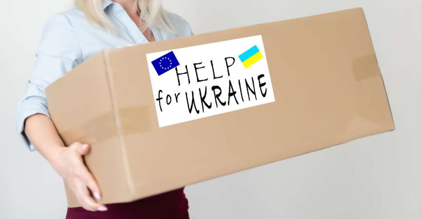 Humanitäre Hilfe für die Ukraine wegen des Krieges, Wohltätigkeit und Hilfe für Menschen in Not, Flüchtlingshilfe.