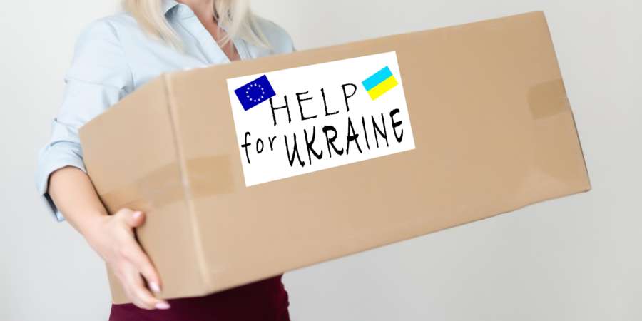 Humanitäre Hilfe für die Ukraine wegen des Krieges, Wohltätigkeit und Hilfe für Menschen in Not, Flüchtlingshilfe.