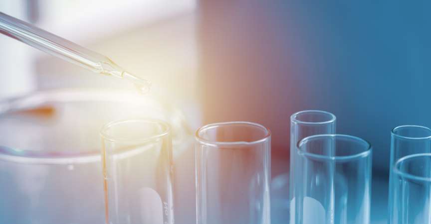 Glasbecher in verschiedenen Größen in einem wissenschaftlichen Labor Zum Hinzufügen chemischer Flüssigkeiten zum Experimentieren Über die Forschung für die Wissenschaft