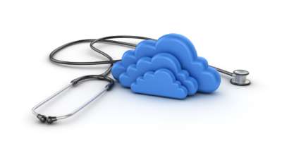 Stethoscope with Cloud Computing - White Background - 3D Rendering