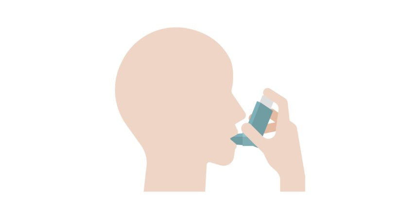 Asthmapatienten verwenden grafische Informationen zum Inhalator, flaches Design