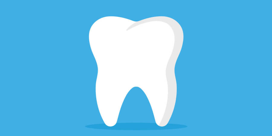 Vektor-Zahn-Symbol. Orale Medizin, Stomatologie, zahnmedizinische Konzepte. Weißer Zahn. Grafisches Element des modernen flachen Designs. Vektor-Illustration