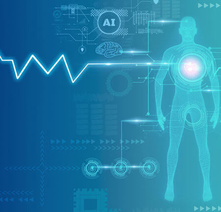 3D-Modell polygonalen Punkt und Linie, virtuelle Scan Anatomie Körper, Künstliche Intelligenz oder KI für Deep Learning