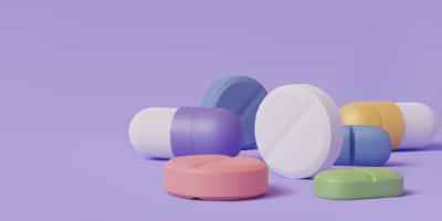 Vektor-Illustration von Apotheken-Medikamenten-Gesundheitstabletten pharmazeutisch, realistische Pillen-Blisterpackung medizinische Registerkarten. Eps 10 Vektor.