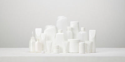 Group of white plastic packaging still life