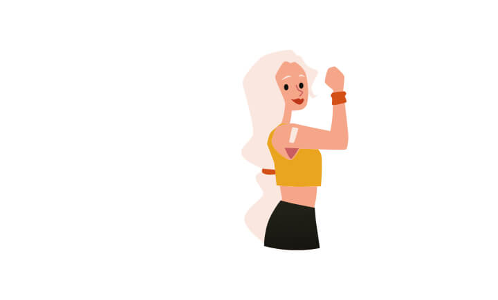Themenbild Frauen: Illustration einer Frau, die eine starke Geste mit ihrem Arm macht