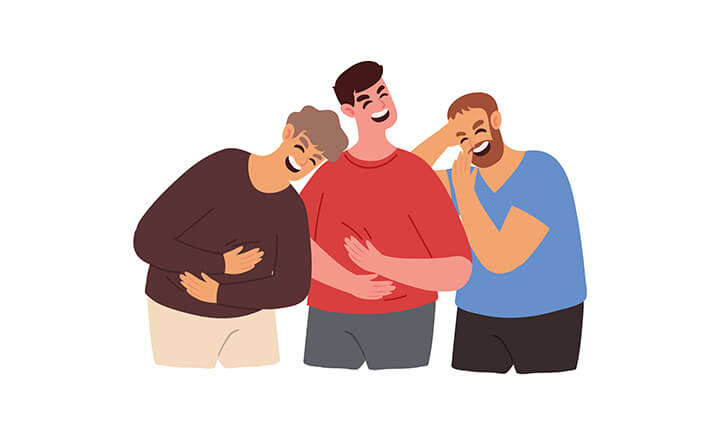 Themenbild Männer: Illustration dreier lachender Männer