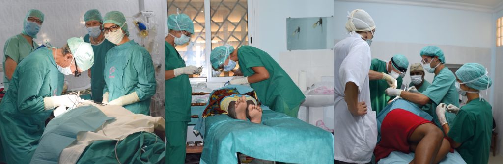 Mit einem modernen OP-Saal hat der „Arbeitsplatz“ des smile4-Health-Teams in Madagaskar wenig gemein. Das Notwendigste, das gebraucht wird, bringen die Chirurgen, Anästhesisten und OP-Helfer selbst mit, der Rest wird vor Ort improvisiert. 