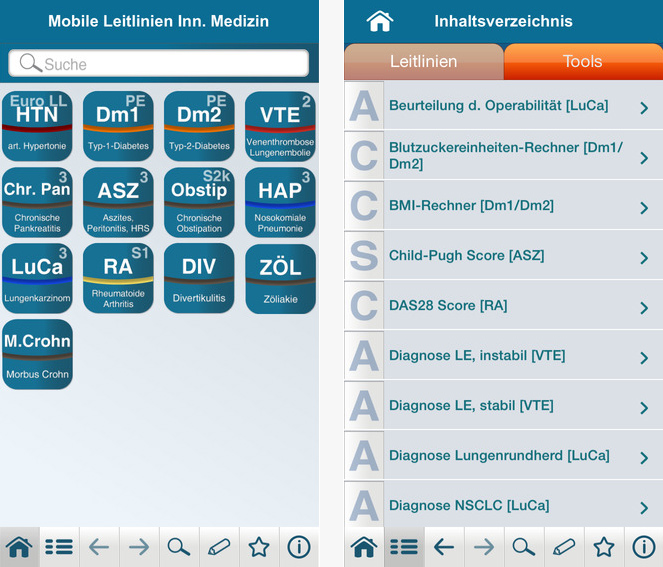 App: Mobile Leitlinien Innere Medizin