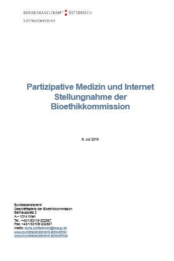 Partizipative Medizin und Internet. Stellungnahme der Bioethikkommission